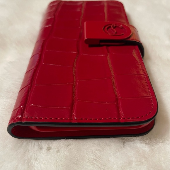 Christian Louboutin Red Leather iPhone Case w/Card Slots & Metal Snap Closure - Picture 5 of 13